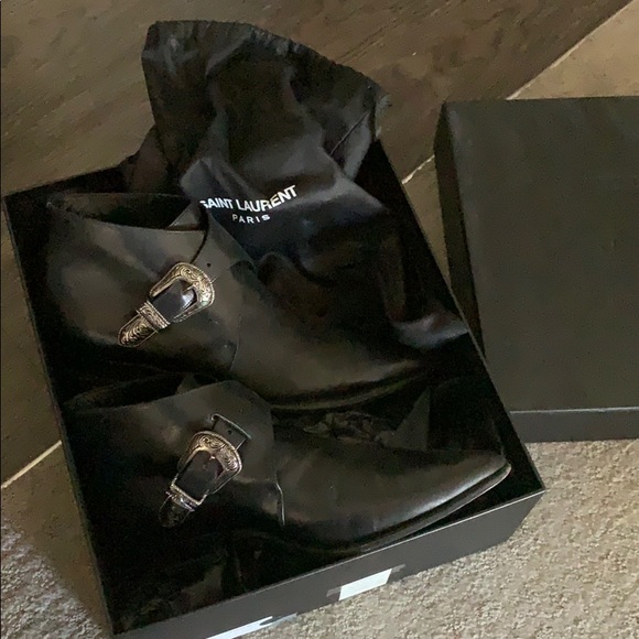 Saint Laurent Black Duckies 42.5 - silver buckles - Picture 3 of 5
